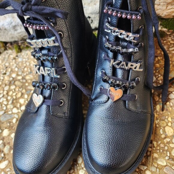 Karl Lagerfeld Mela Paris Combat Boots - Picture 1 of 2